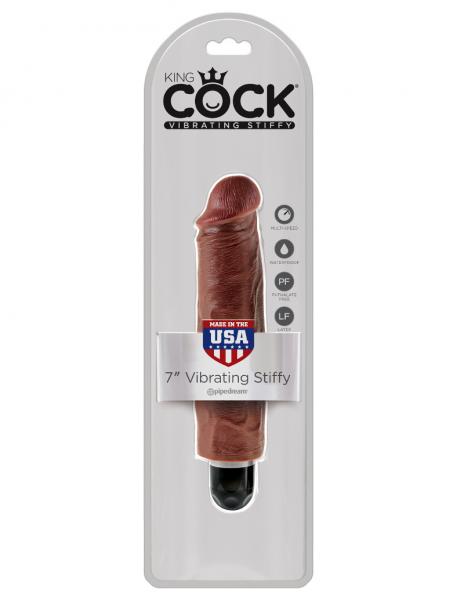 King Cock 7 inches Vibrating Stiffy Brown - Secret Garden