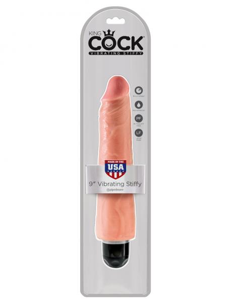 King Cock 9 inches Realistic Vibrating Stiffy Beige - Secret Garden