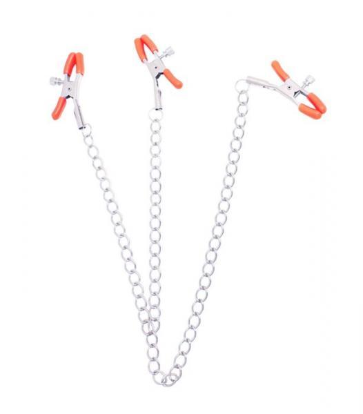 Triple Your Pleasure  Nipple & Clitoral Clamps & Chain - Secret Garden