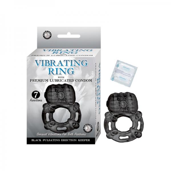 Vibrating Ring Black Pulsating Erection Keeper Black - Secret Garden