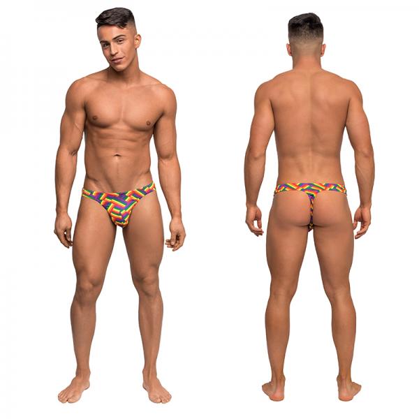 Pride Fest Contoured Pouch Bong Thong Rainbow S/M - Secret Garden