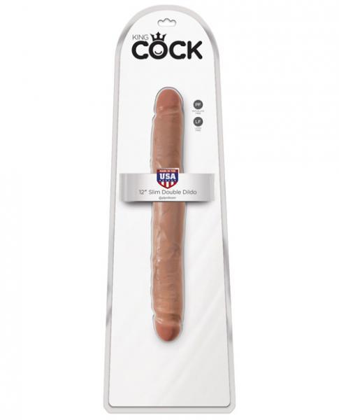 King Cock 12 inches Slim Double Dildo Tan - Secret Garden