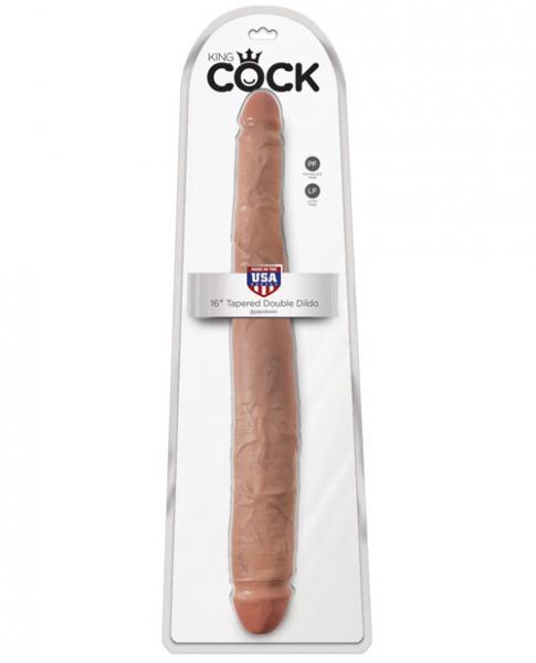 King Cock 16in Tapered Double Dildo - Tan - Secret Garden