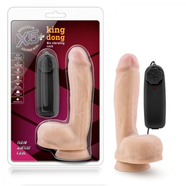 X5 Plus King Dong 8 Inches Vibrating Cock Vanilla Beige - Secret Garden