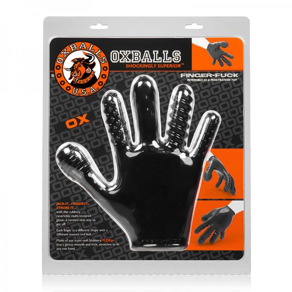 Finger F*ck Textured Glove Oxballs Black - Secret Garden