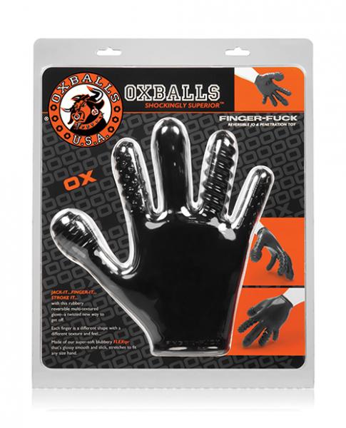 Finger F*ck Textured Glove Oxballs Black - Secret Garden