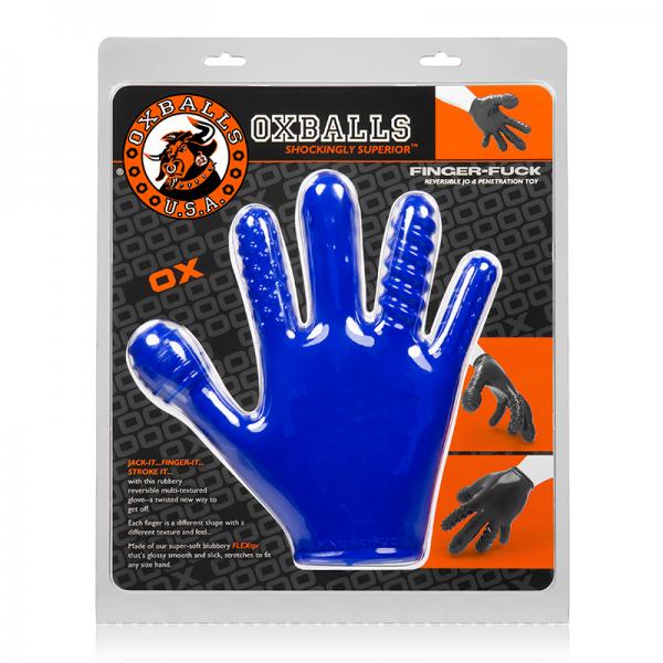 Oxballs Finger Fuck Glove, Police Blue - Secret Garden