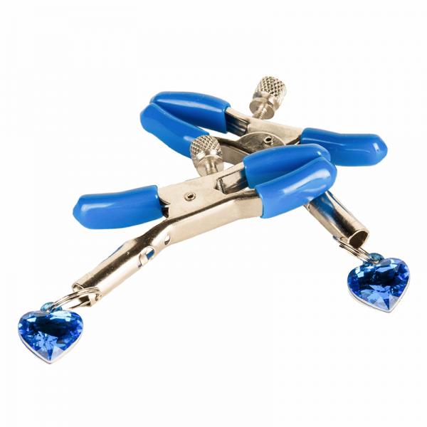 I'll Never Let Go Nipple Clamps Heart Charms Blue - Secret Garden