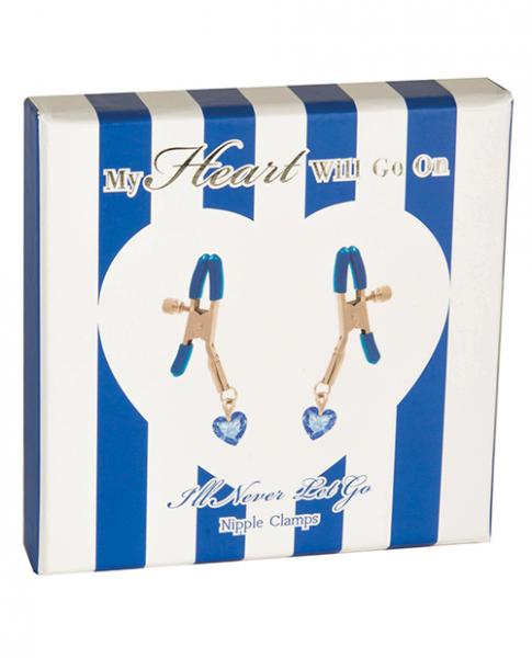 I'll Never Let Go Nipple Clamps Heart Charms Blue - Secret Garden