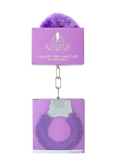 Ouch Pleasure Handcuffs Furry Cuffs Purple - Secret Garden