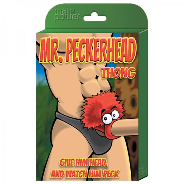Male Power Novelty Mr. Peckerhead Thong Blk 1sz - Secret Garden