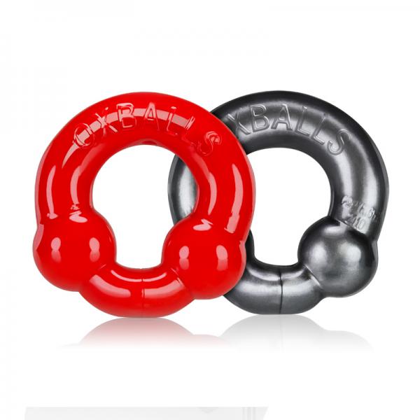 Oxballs 2-pack Cockring, Steel & Red - Secret Garden