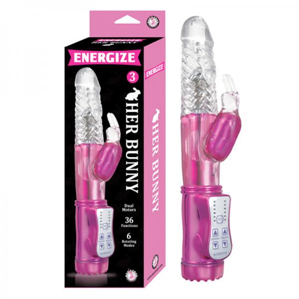 Energize Her Bunny 3 Energize Dual Motors 36 Function 6 Rotation Modes Waterproof Pink - Secret Garden