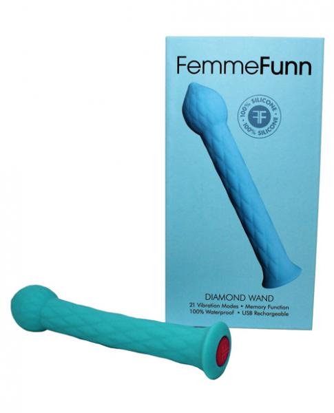 Femmefunn Diamond Wand Vibrator Turquoise Blue - Secret Garden