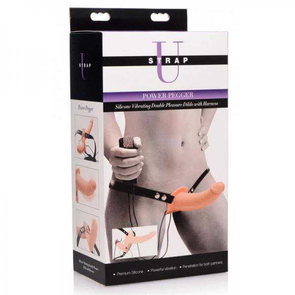 Power Pegger Vibrating Double Pleasure Dildo Harness Beige