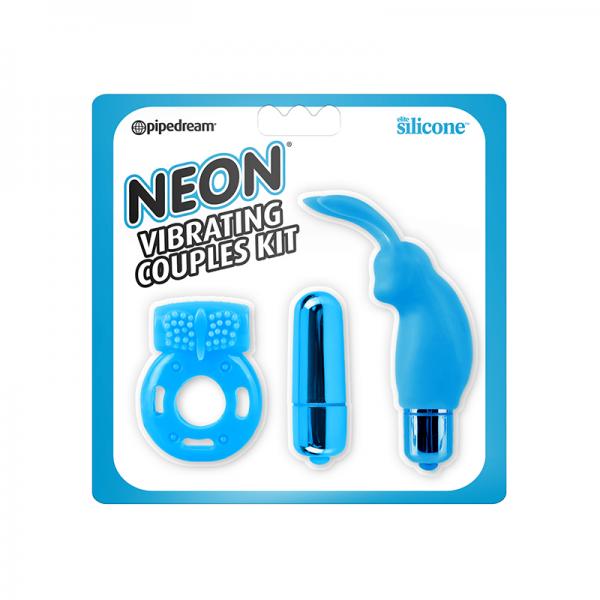 Neon Vibrating Couples Kit Blue - Secret Garden