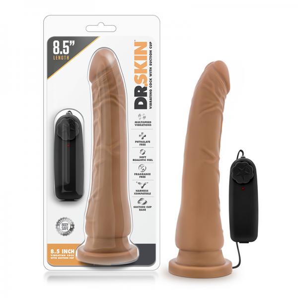 Dr. Skin - 8.5 Inch Vibrating Realistic Cock With Suction Cup - Mocha - Secret Garden