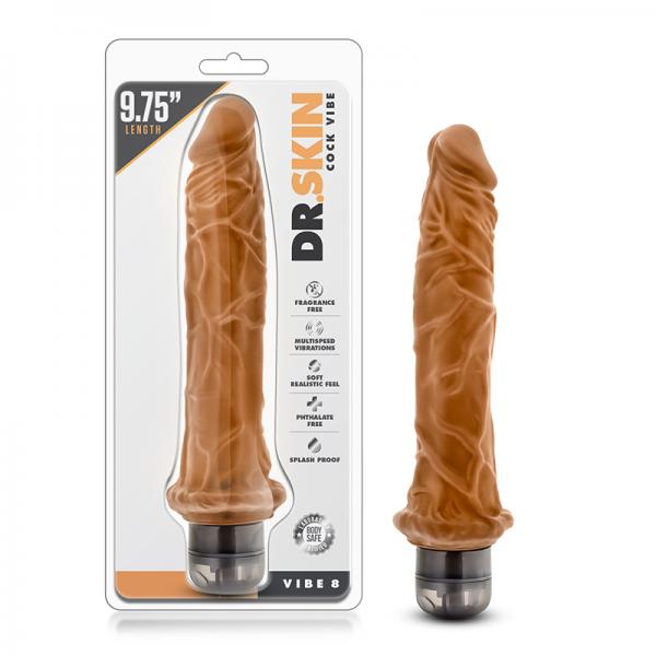 Dr. Skin - Cock Vibe - 9.75 Inch Vibrating Cock - Mocha - Secret Garden