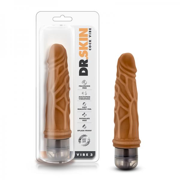 Dr. Skin - Cock Vibe - 7.25 Inch Vibrating Cock - Mocha - Secret Garden