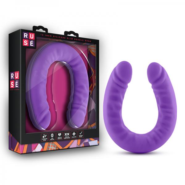 Ruse - 18 Inch Silicone Slim Double Dong - Purple - Secret Garden