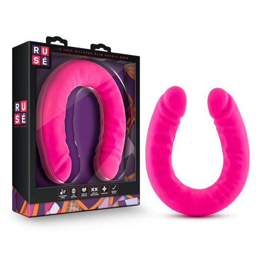 Ruse - 18 Inch Silicone Slim Double Dong - Hot Pink - Secret Garden