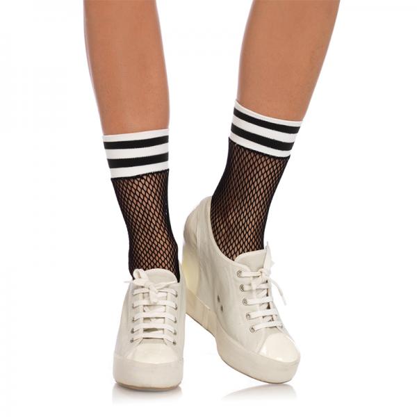 Fishnet Athletic Anklets O/s Blk/white - Secret Garden