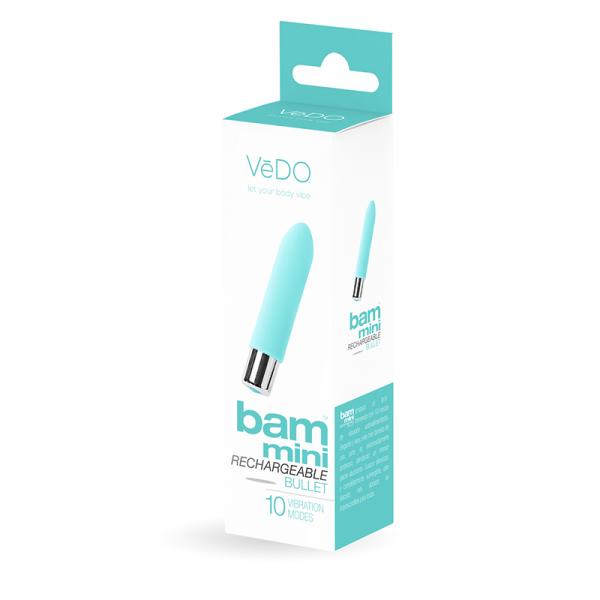 Vedo Bam Mini Rechargeable Bullet Vibe - Tease Me Turquoise - Secret Garden