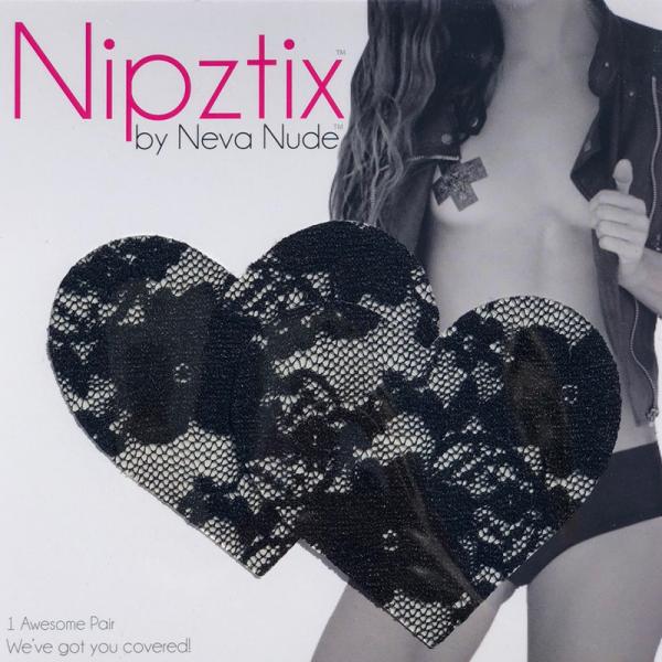 Neva Nude Pasty Heart Lace Black - Secret Garden