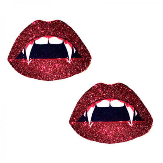 Neva Nude Pasties Vampire Lips Glitter Red - Secret Garden