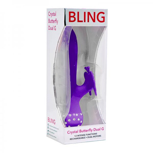 Bling Crystal Butterfly Dual G Vibe 12 Function Usb Magnetic Rechargeable Silicone Waterproof Purple - Secret Garden