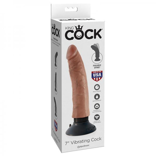 King Cock 7in Vibrating Cock Tan - Secret Garden