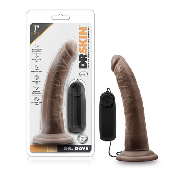 Dr. Skin - Dr. Dave - 7in Vibrating Cock With Suction Cup - Chocolate - Secret Garden