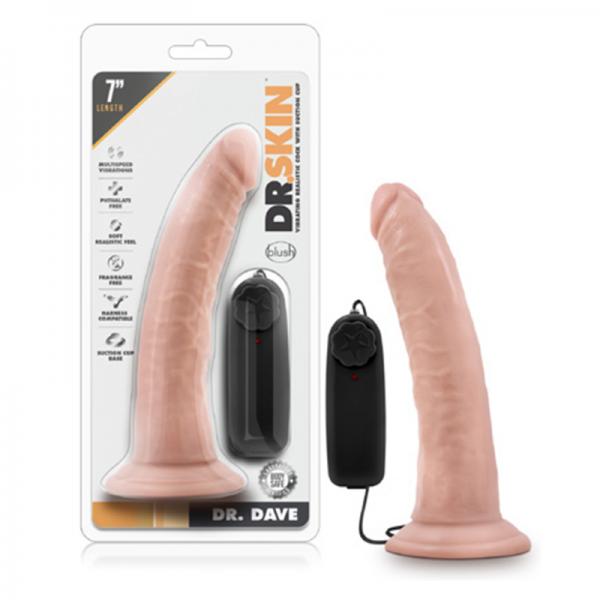 Dr. Skin - Dr. Dave - 7in Vibrating Cock With Suction Cup - Vanilla - Secret Garden