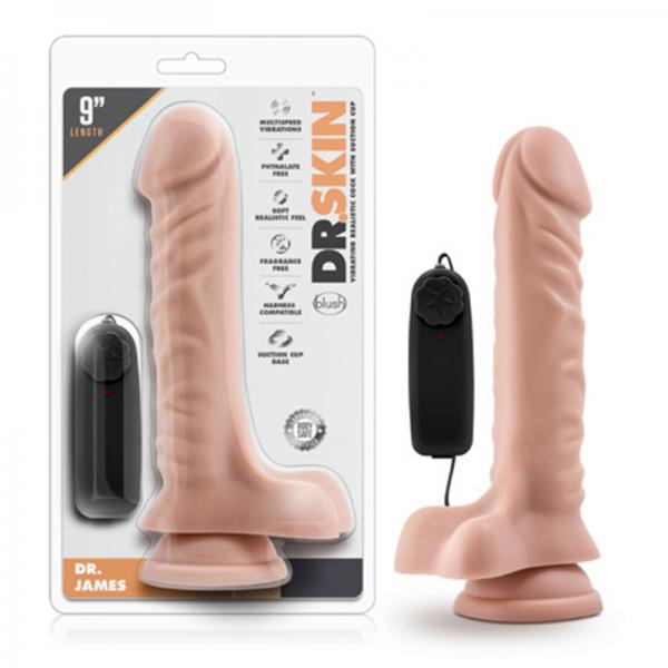 Dr. Skin - Dr. James - 9in Vibrating Cock With Suction Cup - Vanilla - Secret Garden