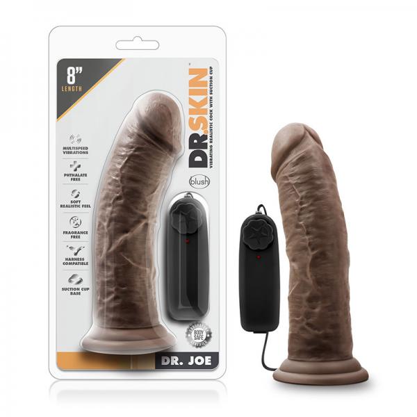 Dr. Skin - Dr. Joe - 8in Vibrating Cock With Suction Cup - Chocolate - Secret Garden