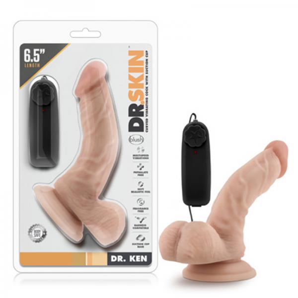 Dr. Skin - Dr. Ken - 6.5in Vibrating Cock With Suction Cup - Vanilla - Secret Garden