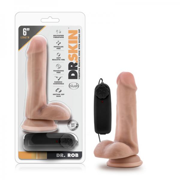 Dr. Skin - Dr. Rob - 6in Vibrating Cock With Suction Cup - Vanilla - Secret Garden