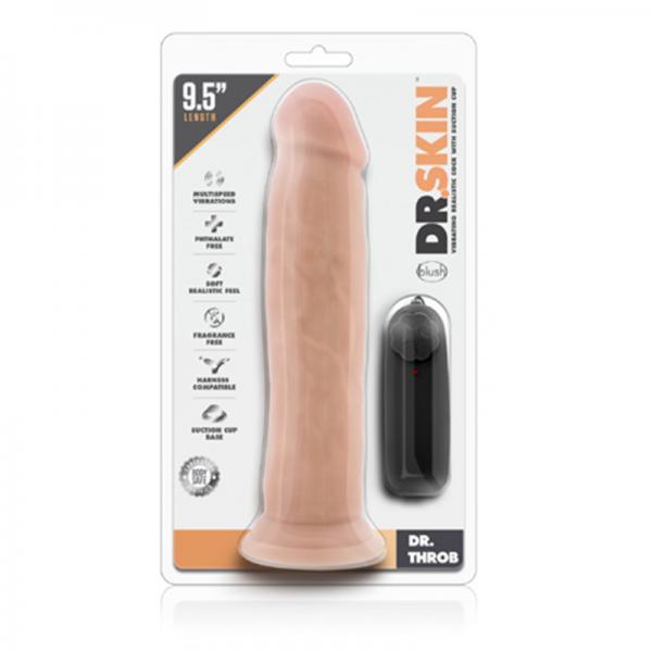 Dr. Skin - Dr. Throb - 9.5in Vibrating Realistic Cock With Suction Cup - Vanilla - Secret Garden