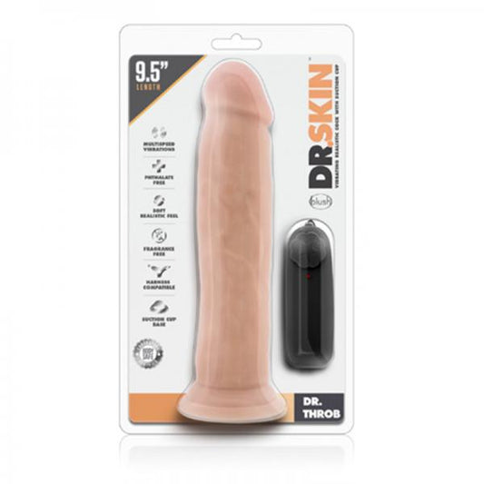 Dr. Skin - Dr. Throb - 9.5in Vibrating Realistic Cock With Suction Cup - Vanilla - Secret Garden