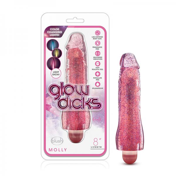 Glow Dicks - Molly Glitter Vibrator - Pink - Secret Garden