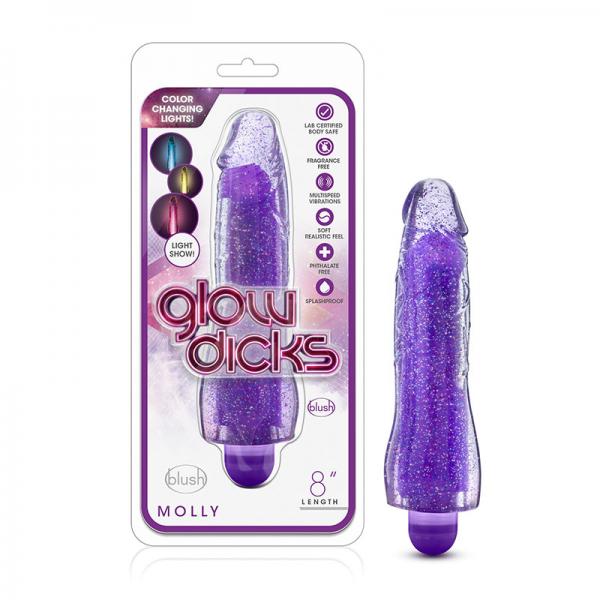 Glow Dicks - Molly Glitter Vibrator - Purple - Secret Garden