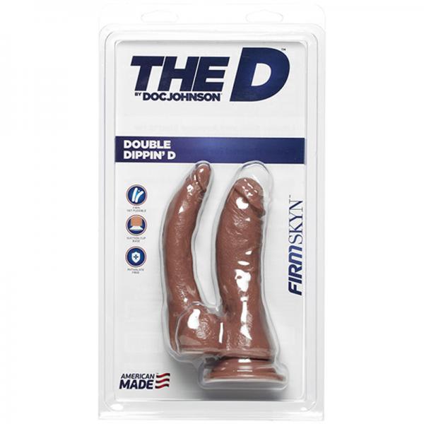 The D Double Dippin D Dildo Firmskyn Brown - Secret Garden