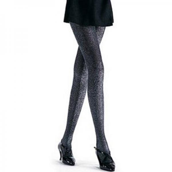 Lurex Shimmer Tights Blk/silver O/s - Secret Garden