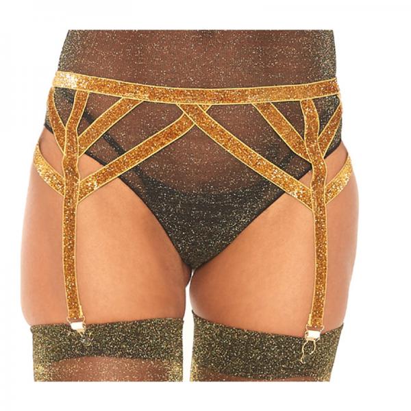 Shimmer Lurex Elastic Garter Belt. Gold O/s - Secret Garden