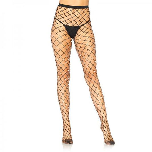 Faux Pearl Fence Net Tights. Black O/s - Secret Garden