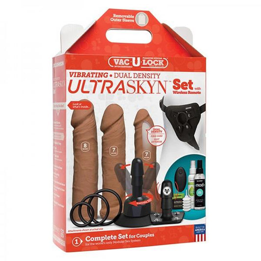 Vac-u-lock - Vibrating Dual Density Ultraskyn Set W/wireless Remote Caramel - Secret Garden