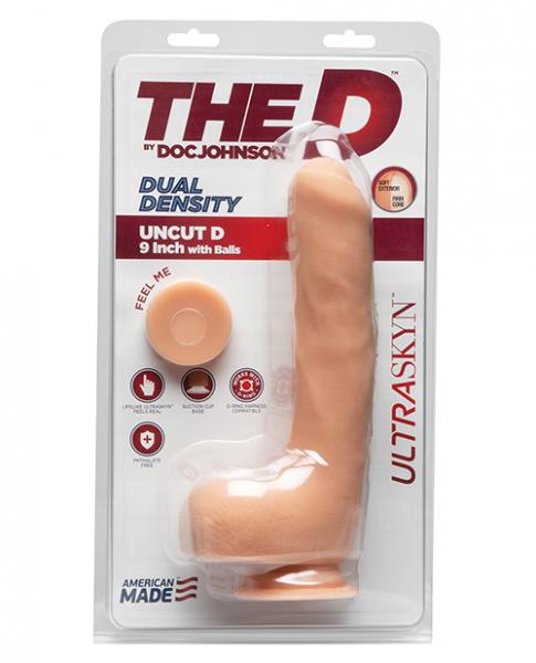 The D 9 inches Uncut D With Balls Ultraskyn Beige Dildo