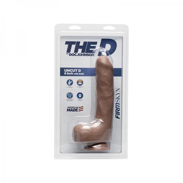 The D Uncut D 9 inches With Balls Firmskyn Tan Dildo