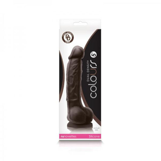 Colours - Dual Density - 5in Dildo - Dark Brown