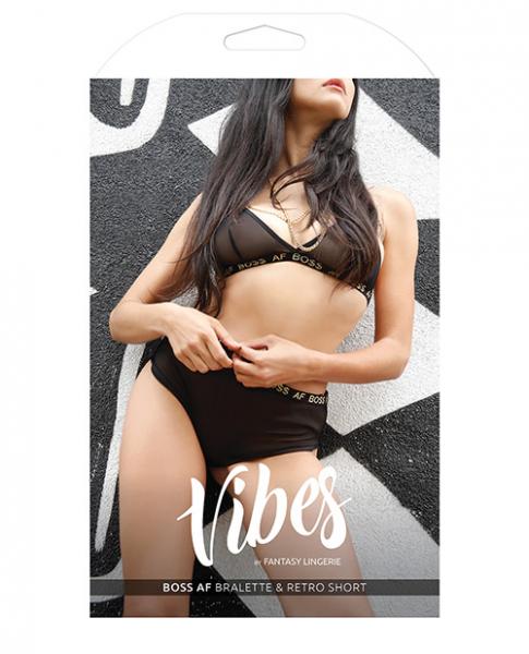 Vibes Boss AF Bralette & Retro Shorts Black L/XL - Secret Garden